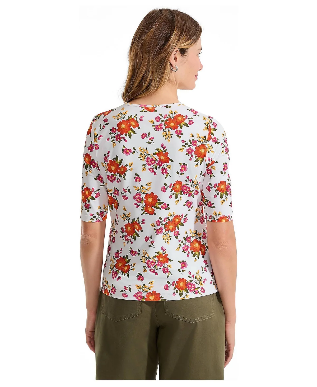 Elbow Sleeve Crewneck Garden Tee Sunshade UPF 50 Quick Dry by Lands' End