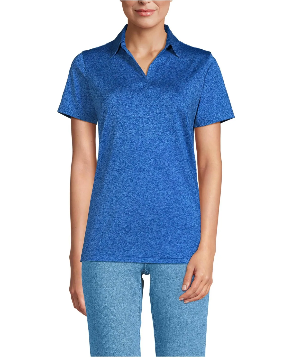 Rapid Dry Short Sleeve Space Dye Sport Neck Polo Shirt
