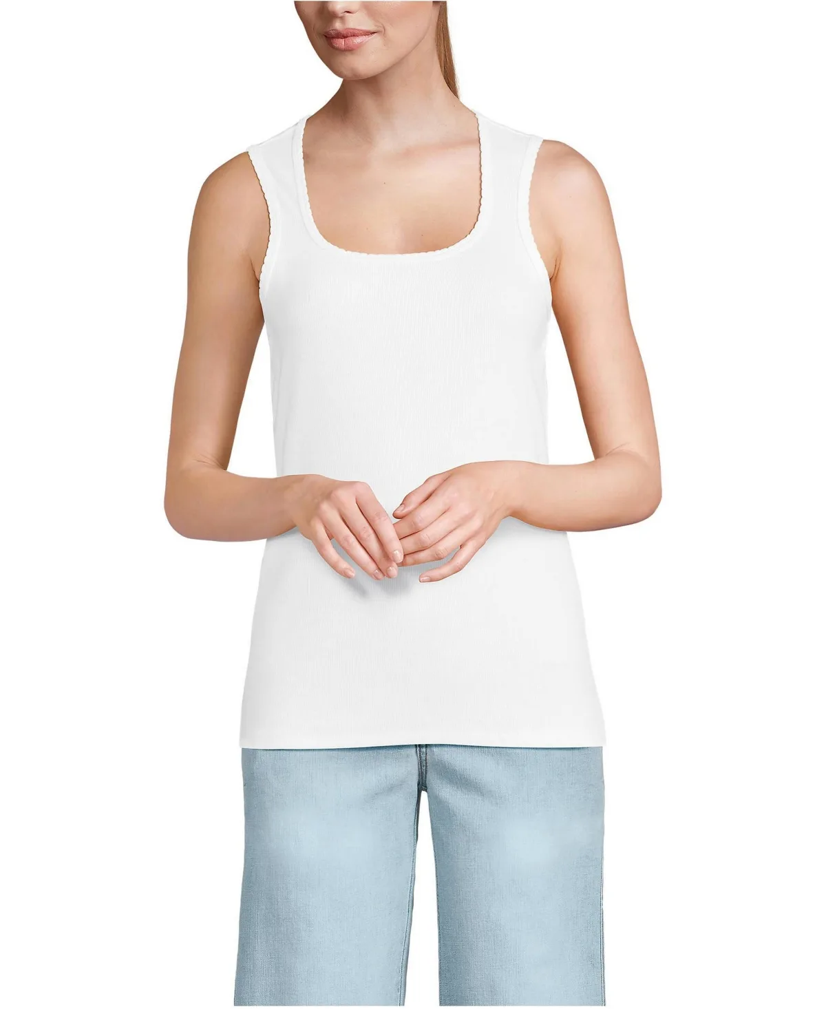Micro Rib Square Neck Tank Top by Lands' End