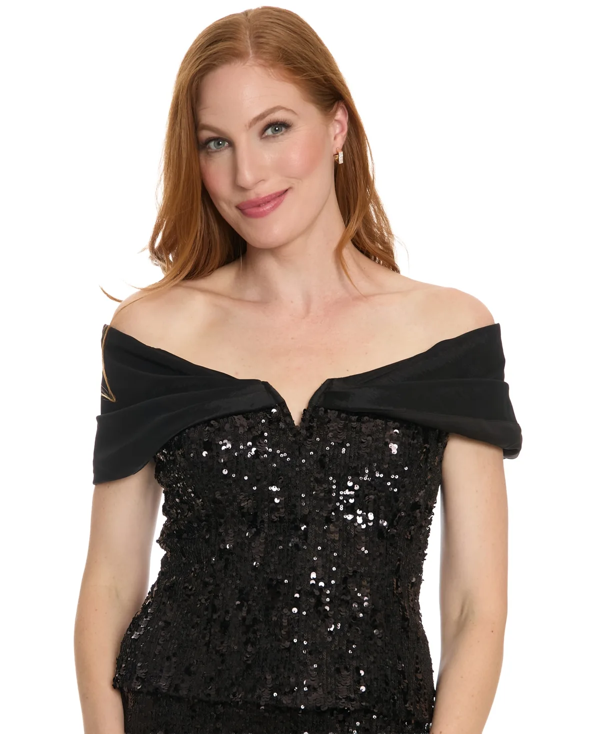 Off the Shoulder Sequin Crop Top by Muse