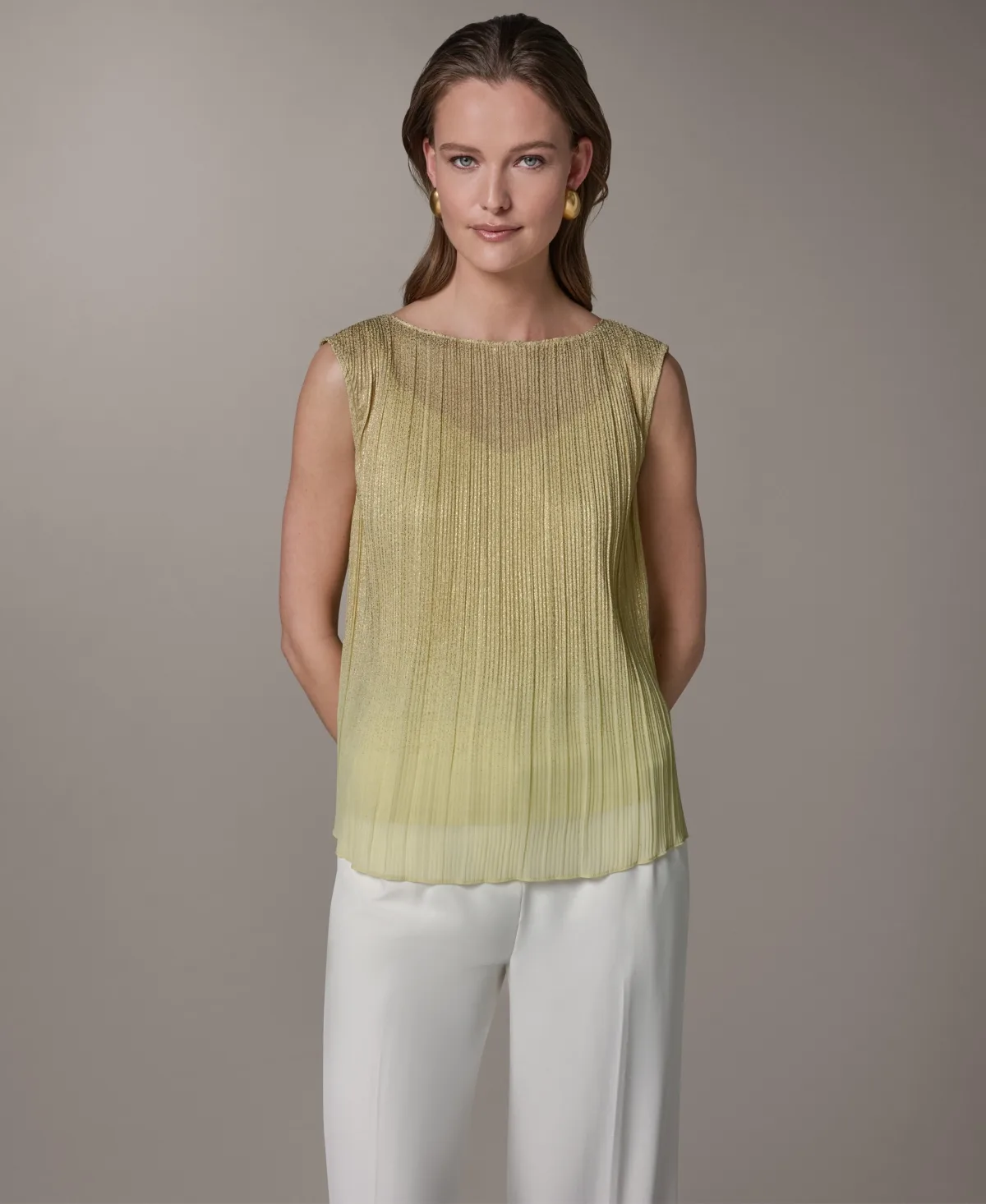 Pleated Boat Neck Top by Donna Karan New York
