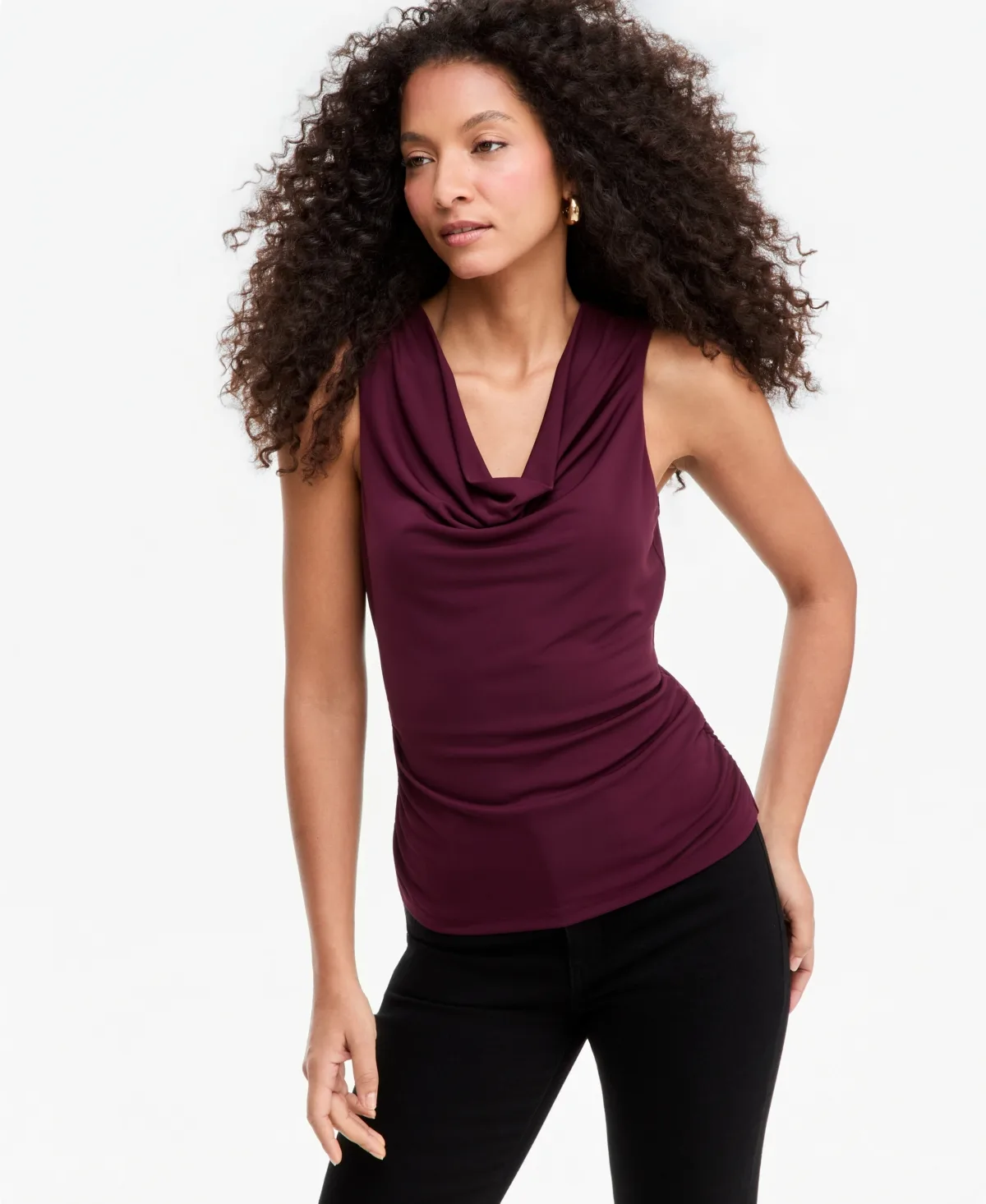 Sleeveless Cowl Neck Tank