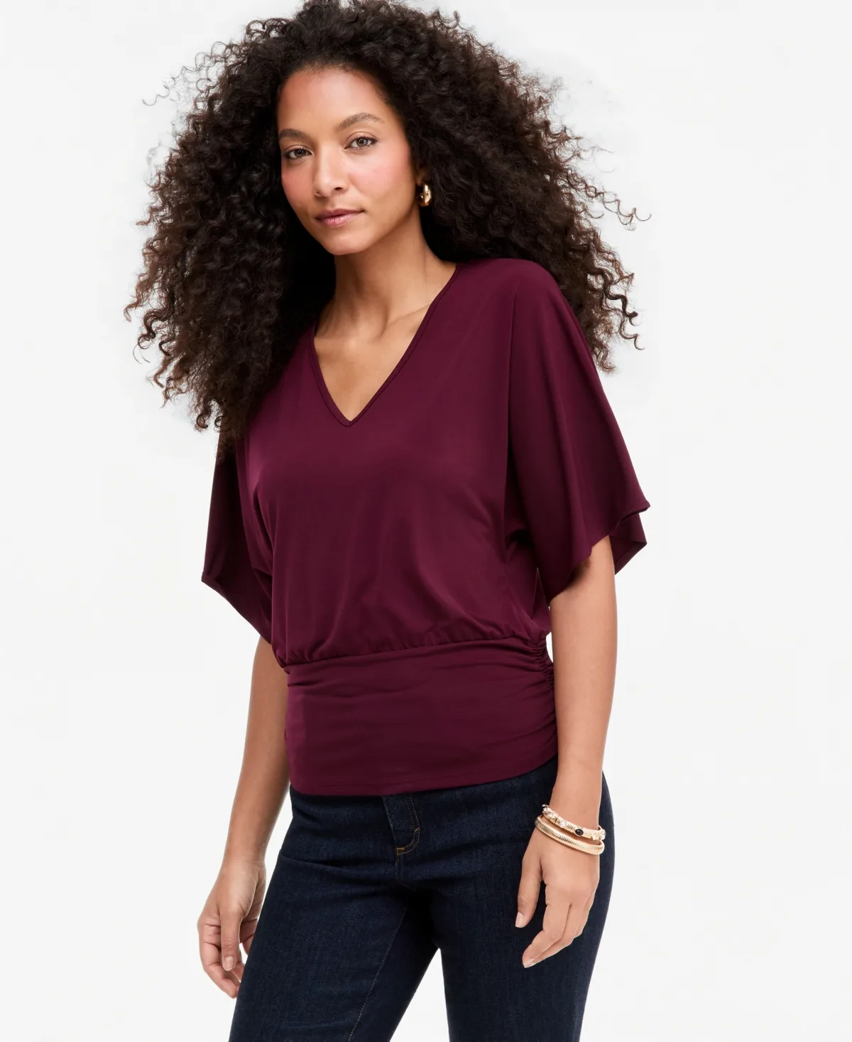 Short Sleeve V-Neck Knit Top by I.n.c. International Concepts