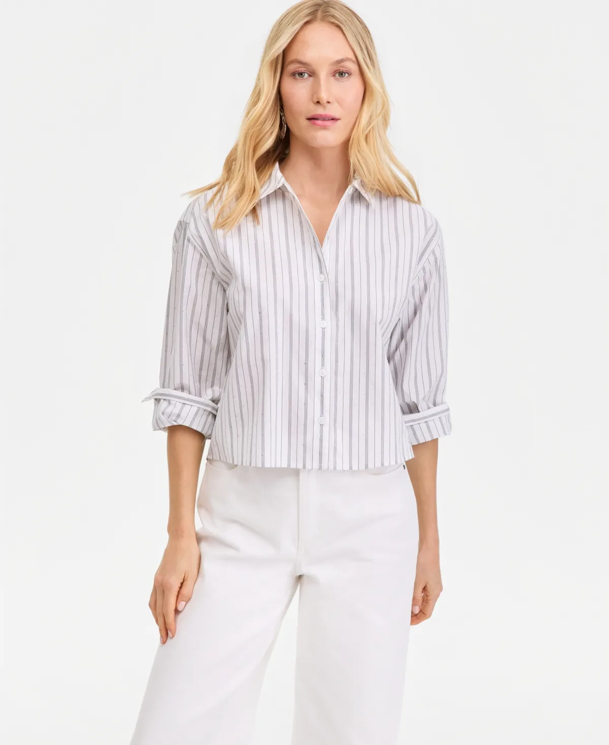Crystal Embellished Button Down Shirt by I.n.c. International Concepts