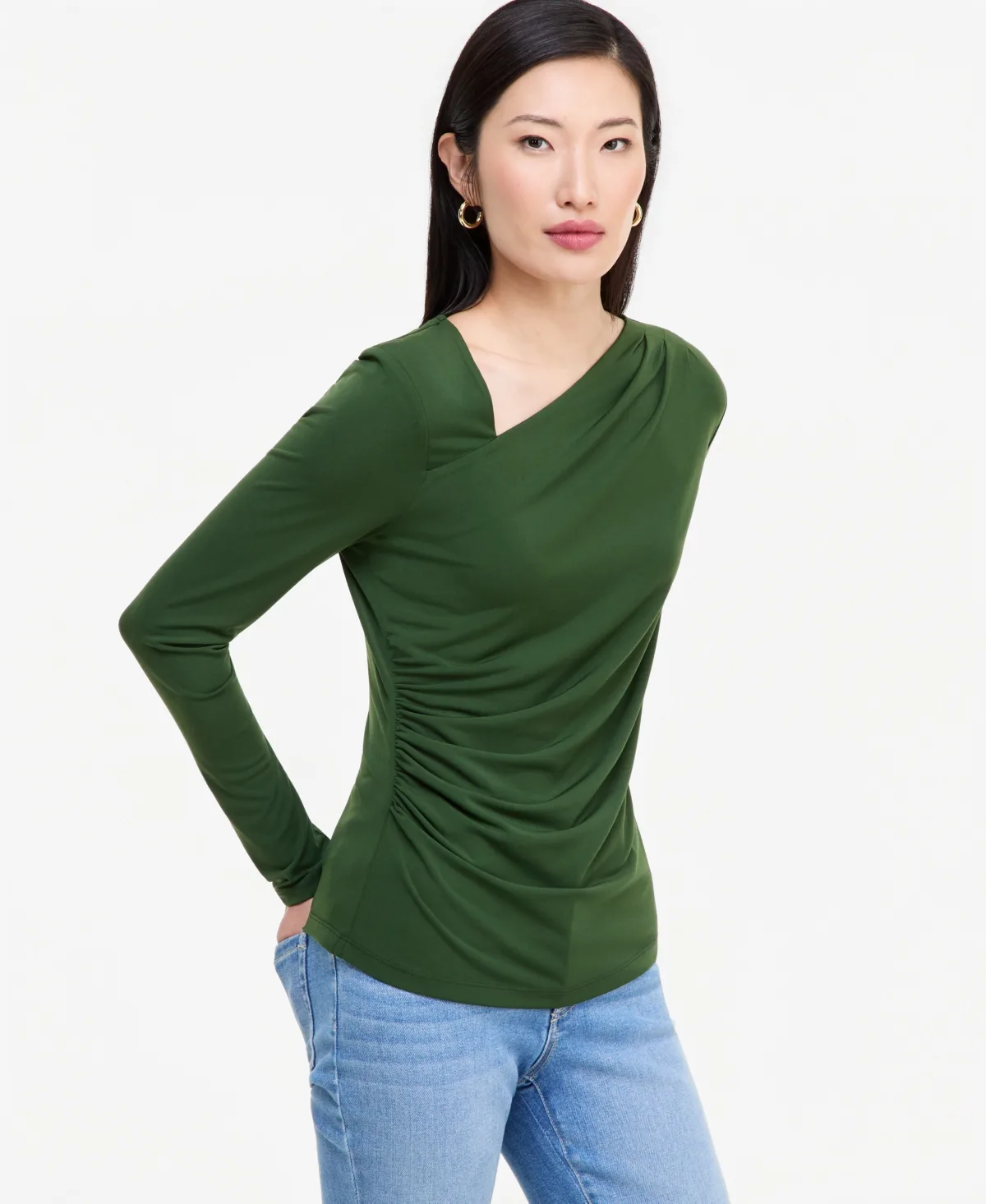 Asymmetrical-Neck Long-Sleeve Top by I.n.c. International Concepts