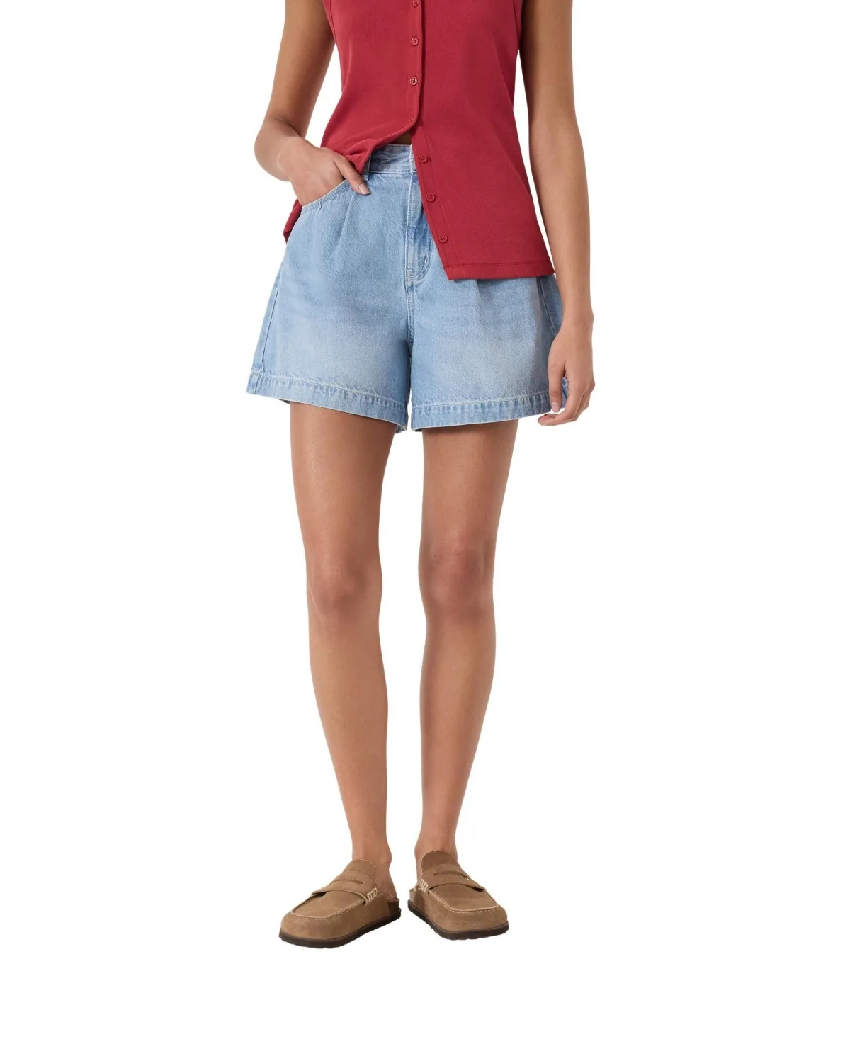 Larissa Pleated Front Denim Shorts