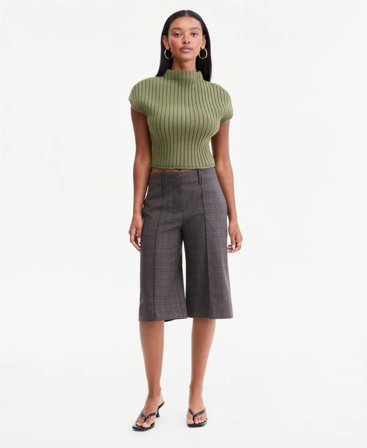 High-Rise Knee-Length Shorts by Bar Iii