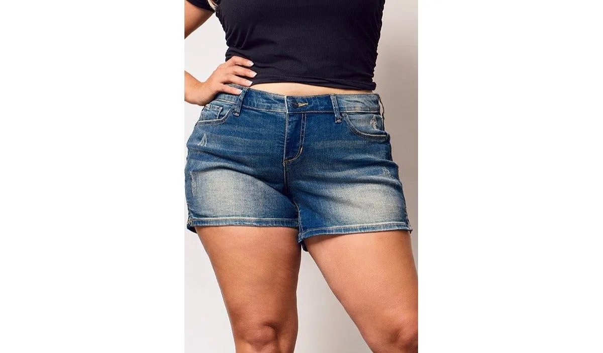 Denim Side Vents Shorts by Slink Jeans