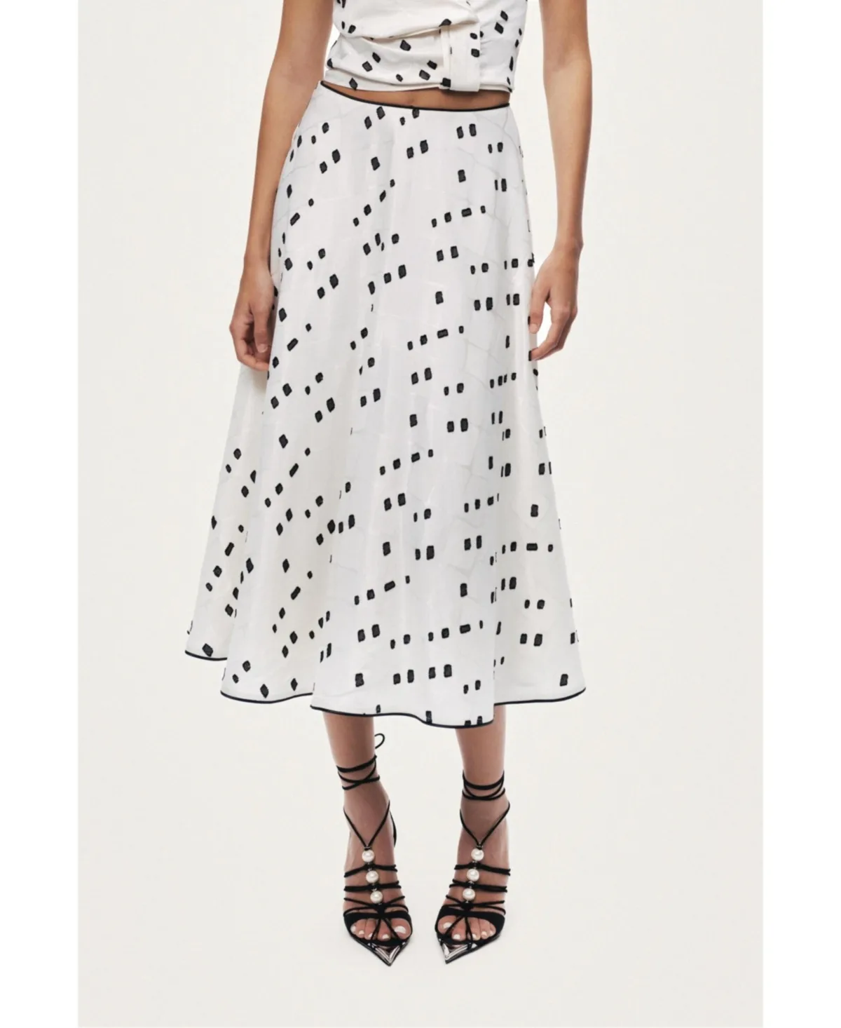 High-Rise Midi Skirt with Print Details by Nocturne