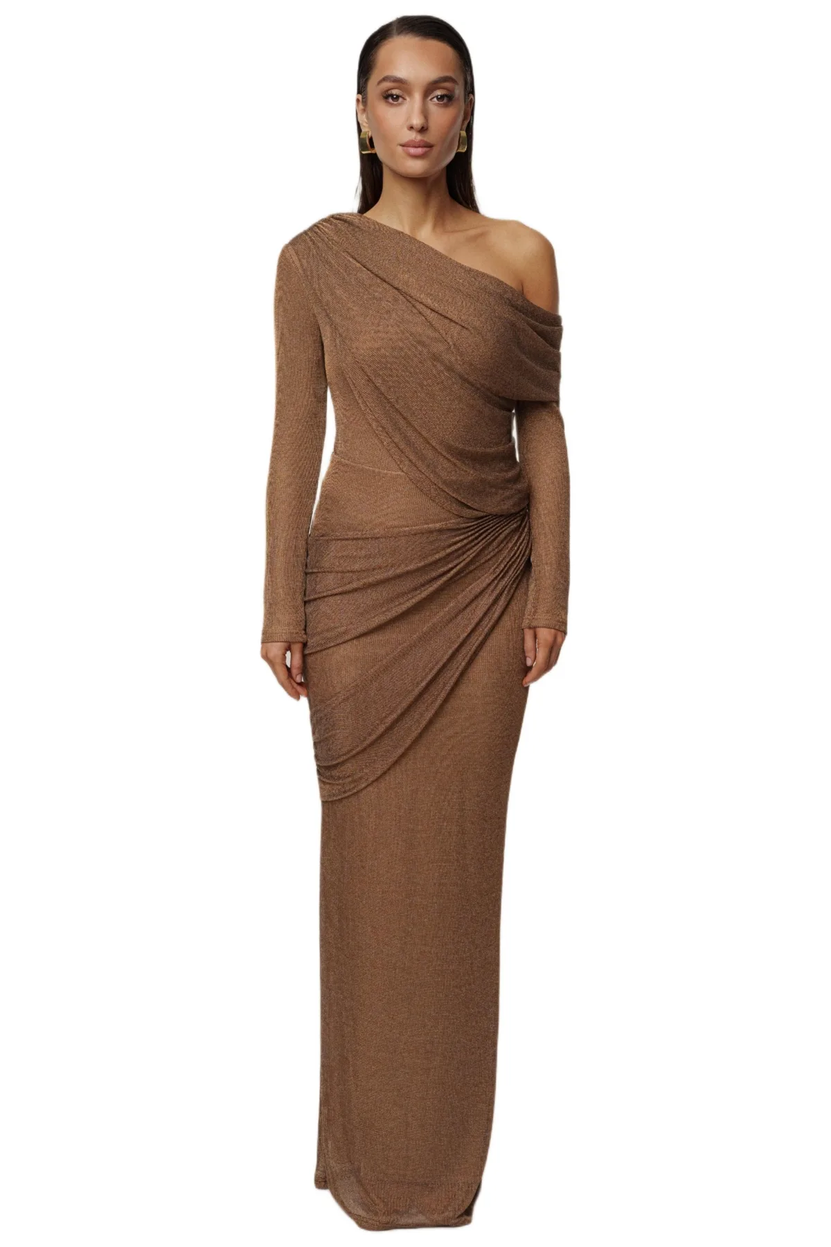 Opulent Metallic Maxi Skirt by Jluxlabel