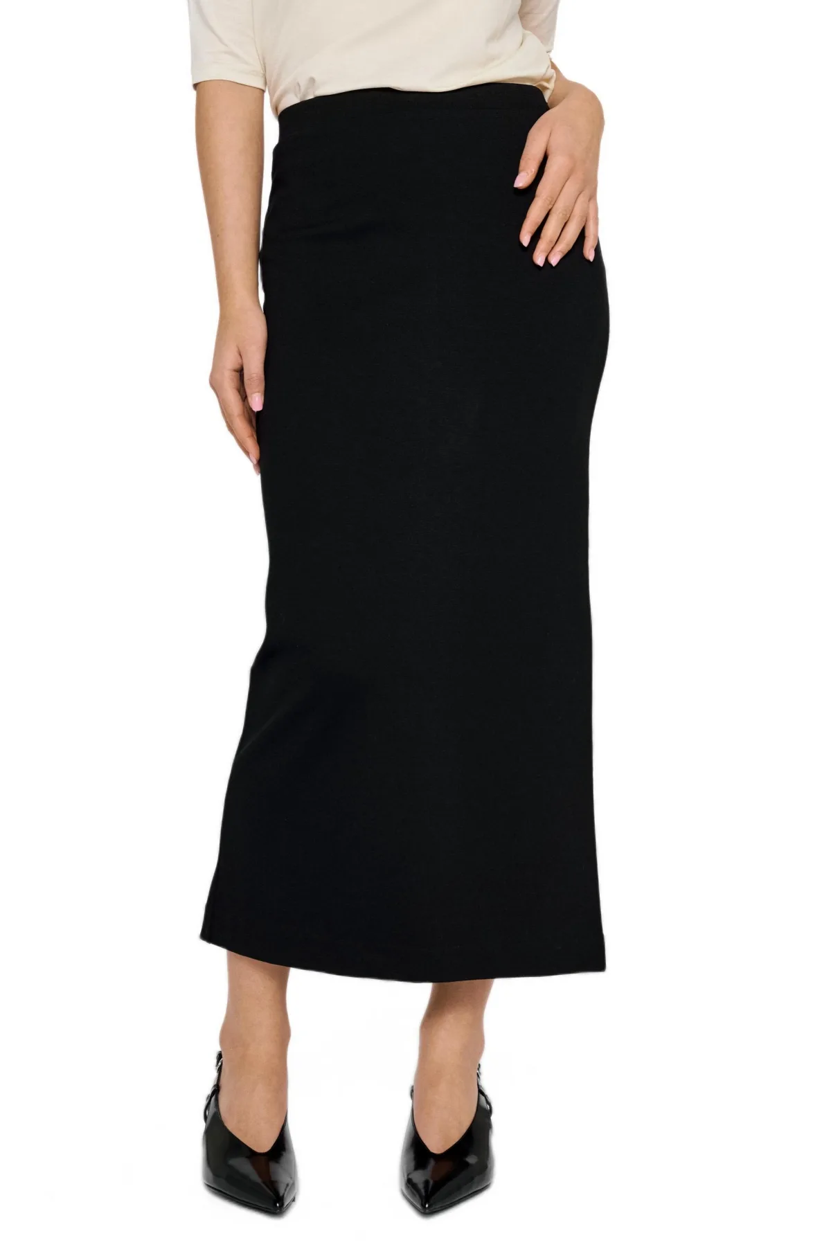 Lala High-Waisted Midi Slit Skirt