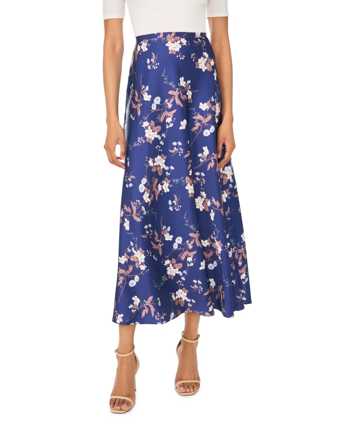 Floral High-Waisted A-Line Bias Cut Maxi Skirt by 1.state