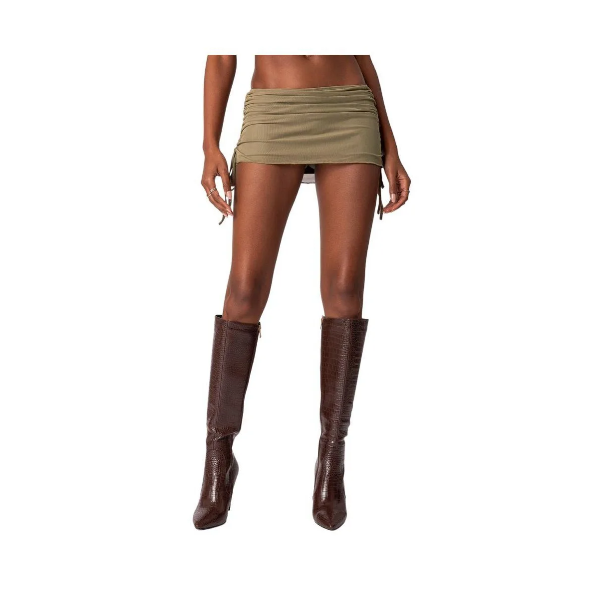 Joy Sheer Mesh Drawstring Mini Skirt by Edikted