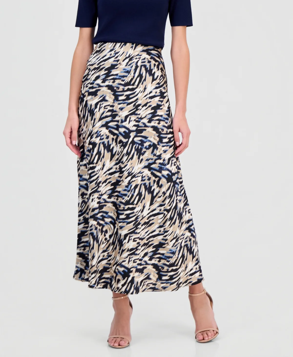 Printed Bias-Cut Maxi Skirt by Anne Klein