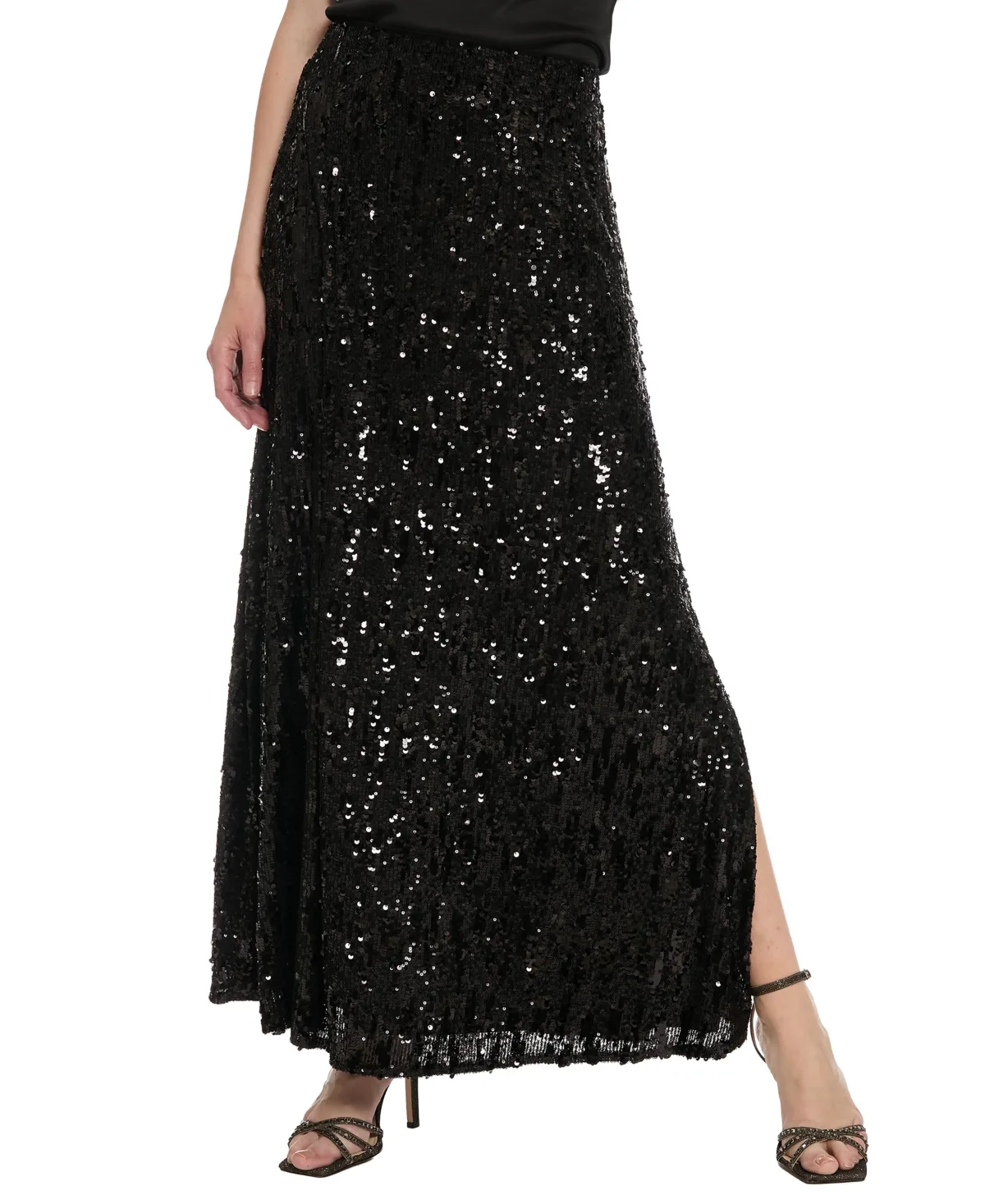 Sequin Maxi Side-Slit Skirt by Muse