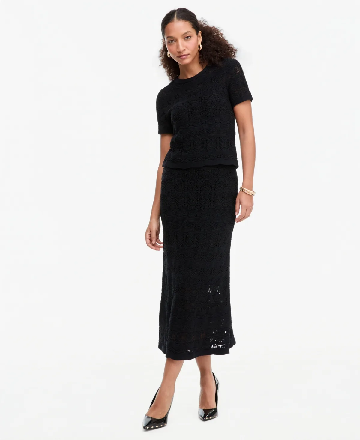 Metallic Crochet Stripe Sweater Skirt by I.n.c. International Concepts