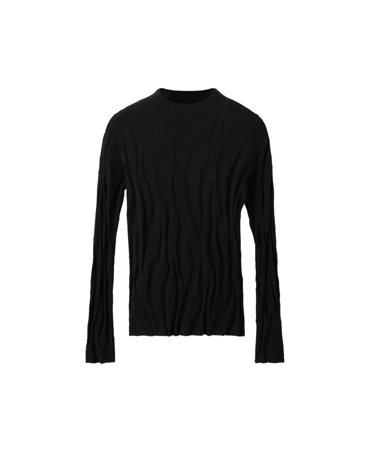 Fitted Mock-Neck Long-Sleeve Cotton-Blend Sweater by Mango
