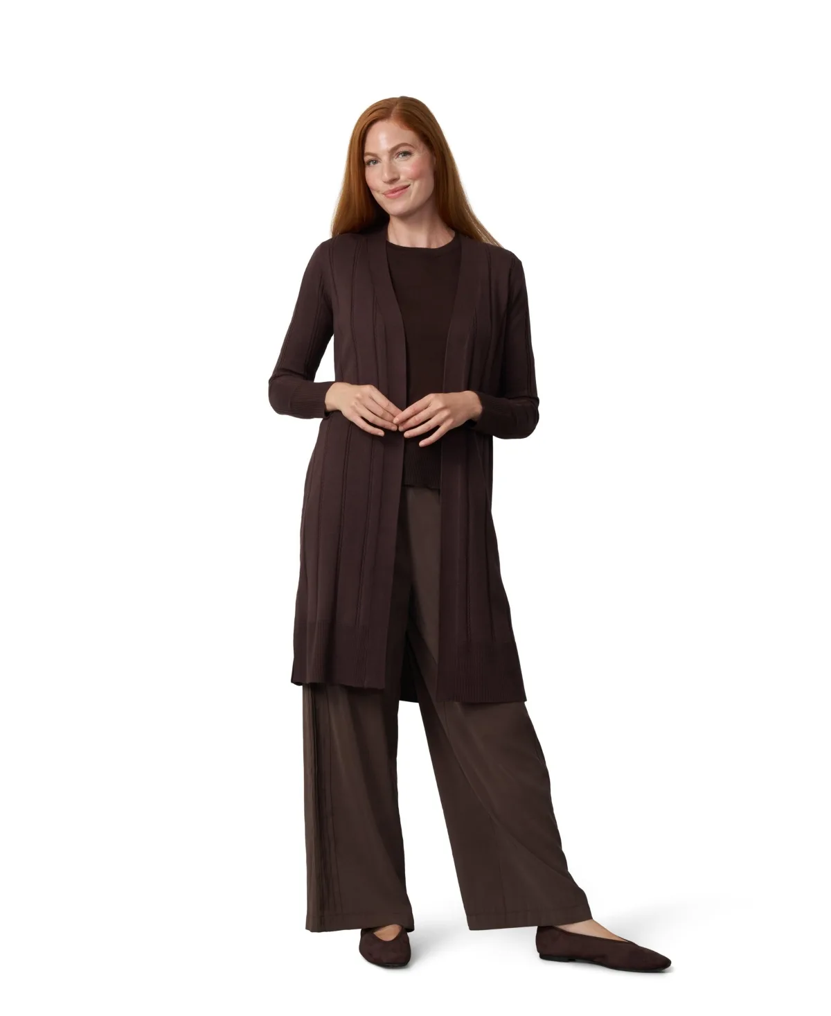 Cable-Knit Longline Open-Front Duster Cardigan by Cable & Gauge