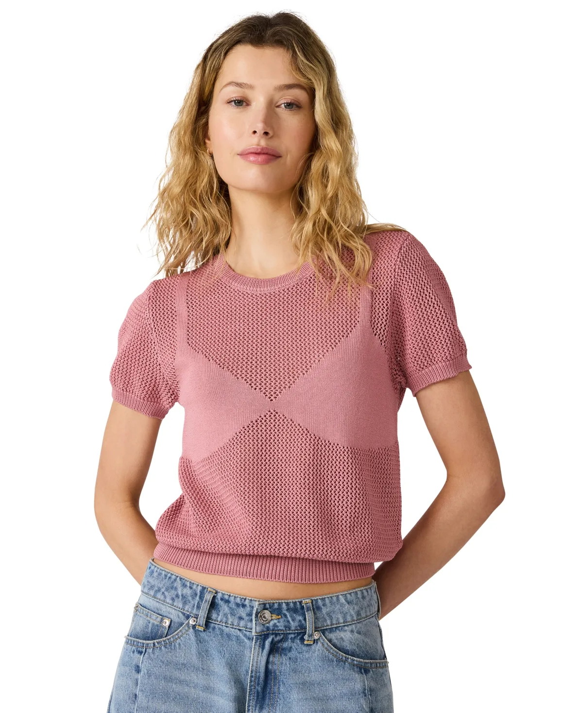 Blakelee Crewneck Short-Sleeve Sweater by Steve Madden