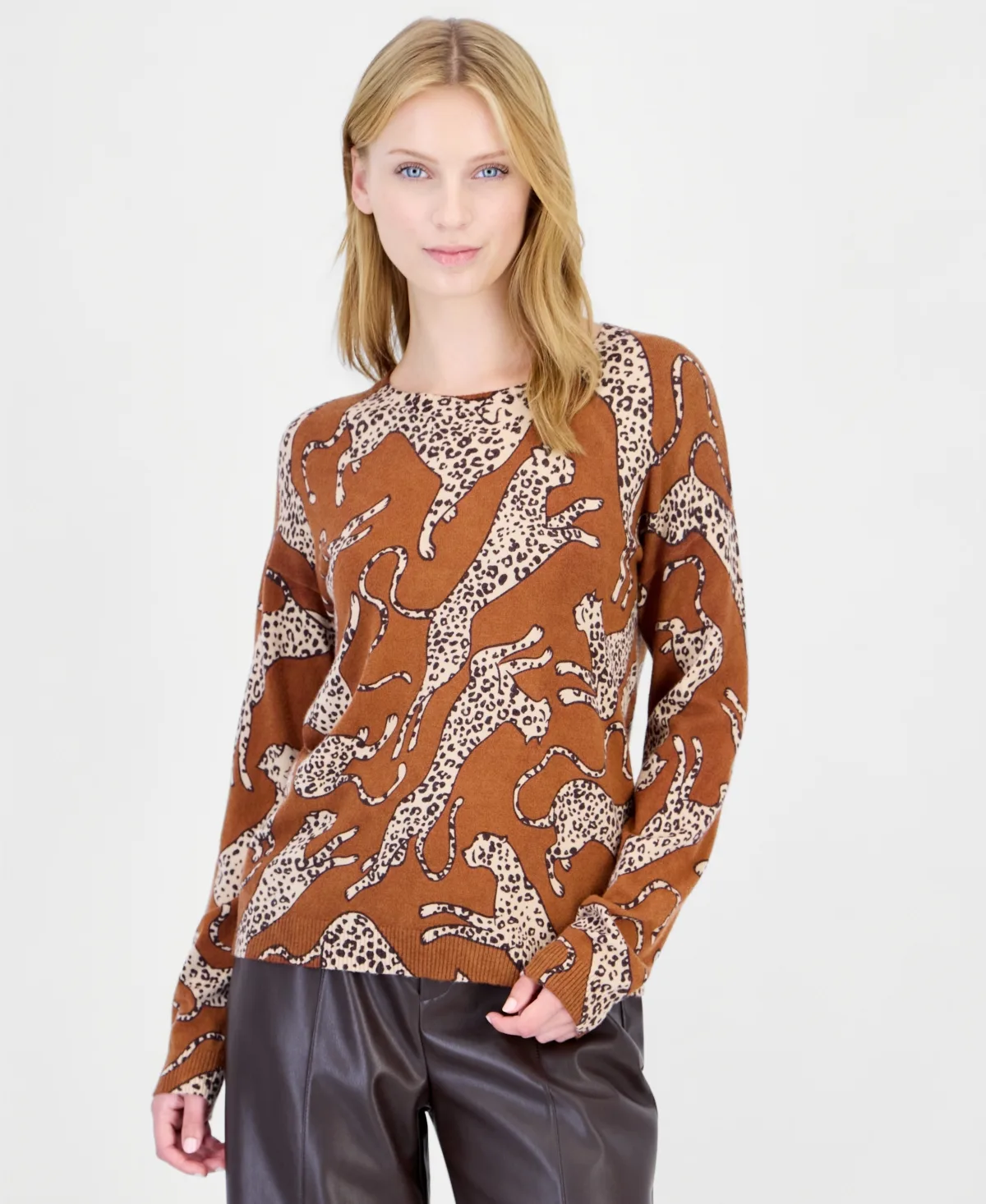 Long-Sleeve Leopard-Print Sweater