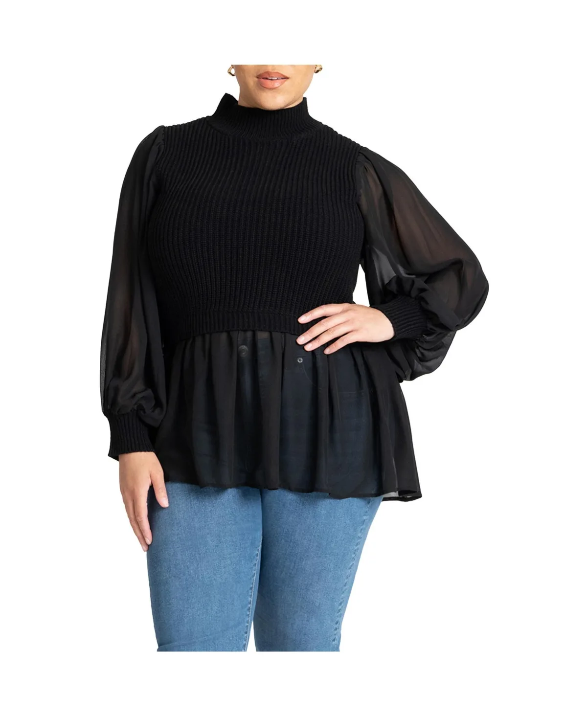 Twofer Sweater with Chiffon by Eloquii