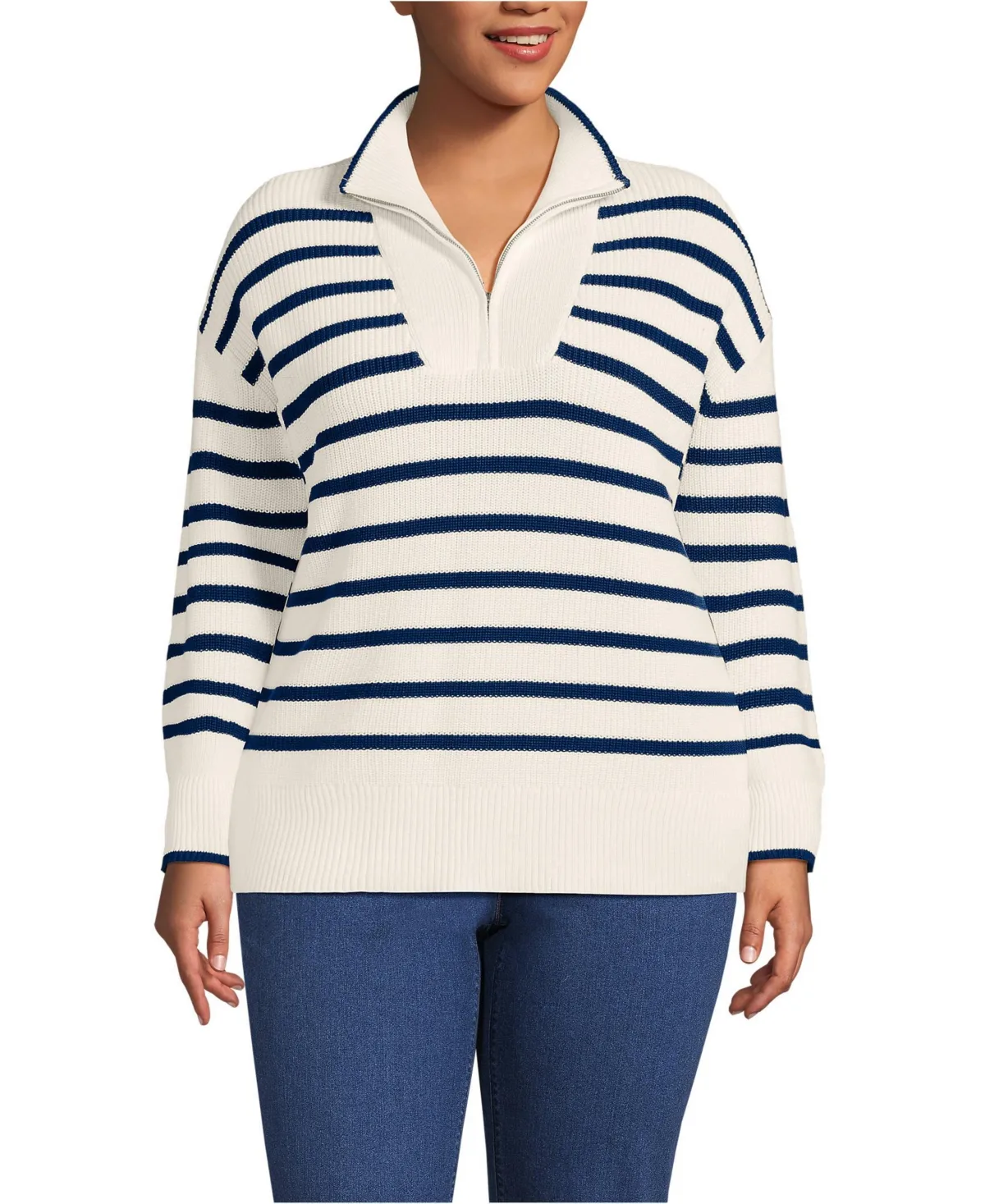 Drifter Cotton Quarter Zip Pullover Sweater by Lands' End