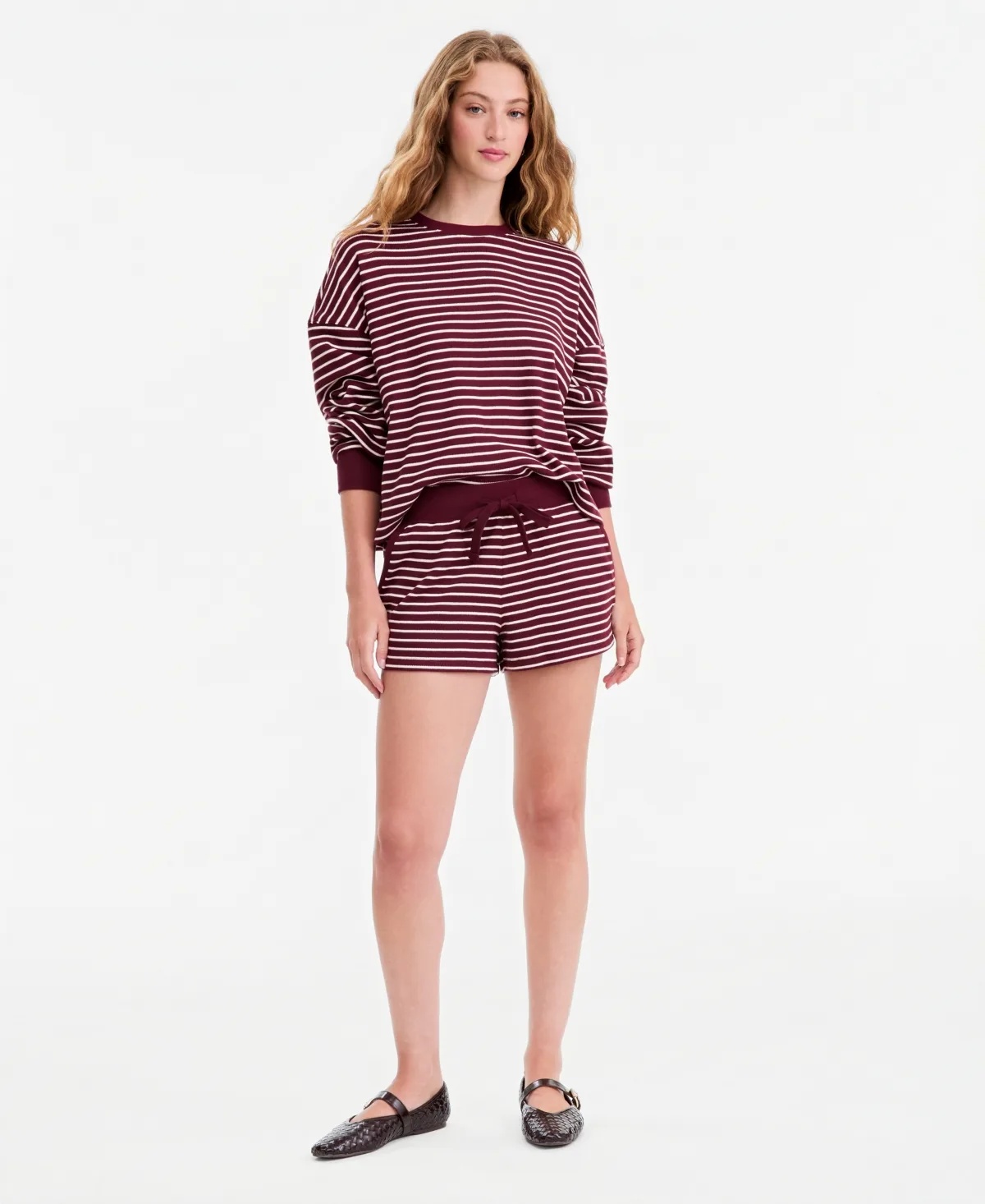 Stripe Lounge Waffle-Knit Shorts by And Now This