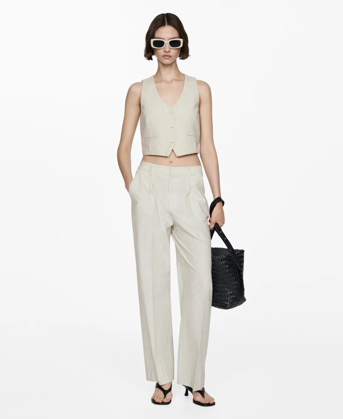 Straight Striped Pants by Mango