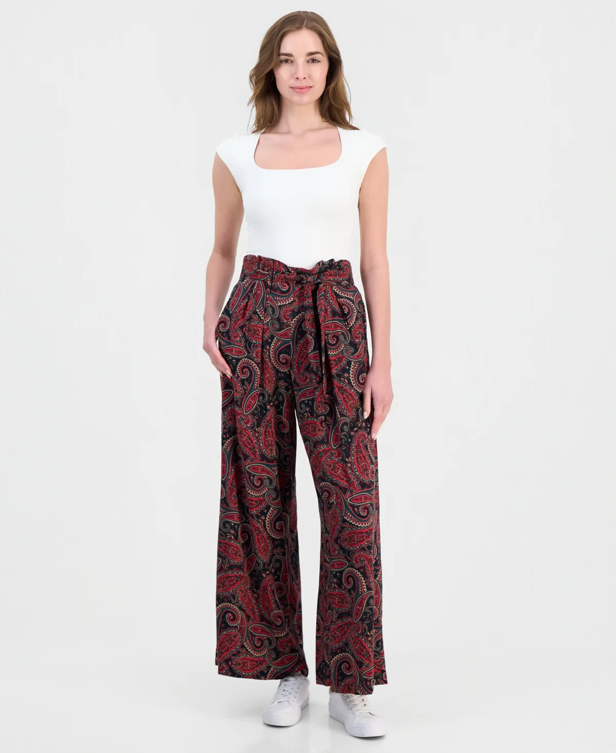 Paperbag-Waist Paisley Pants by Nautica