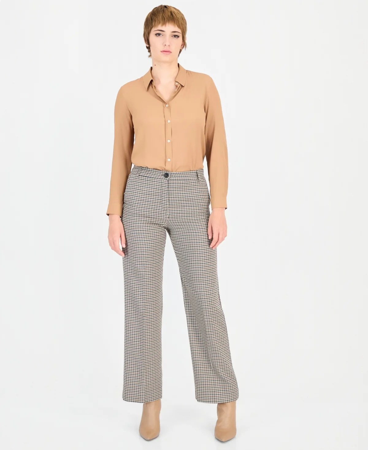 Emmamato Houndstooth Straight-Leg Viscose-Blend Pants by Emme Marella