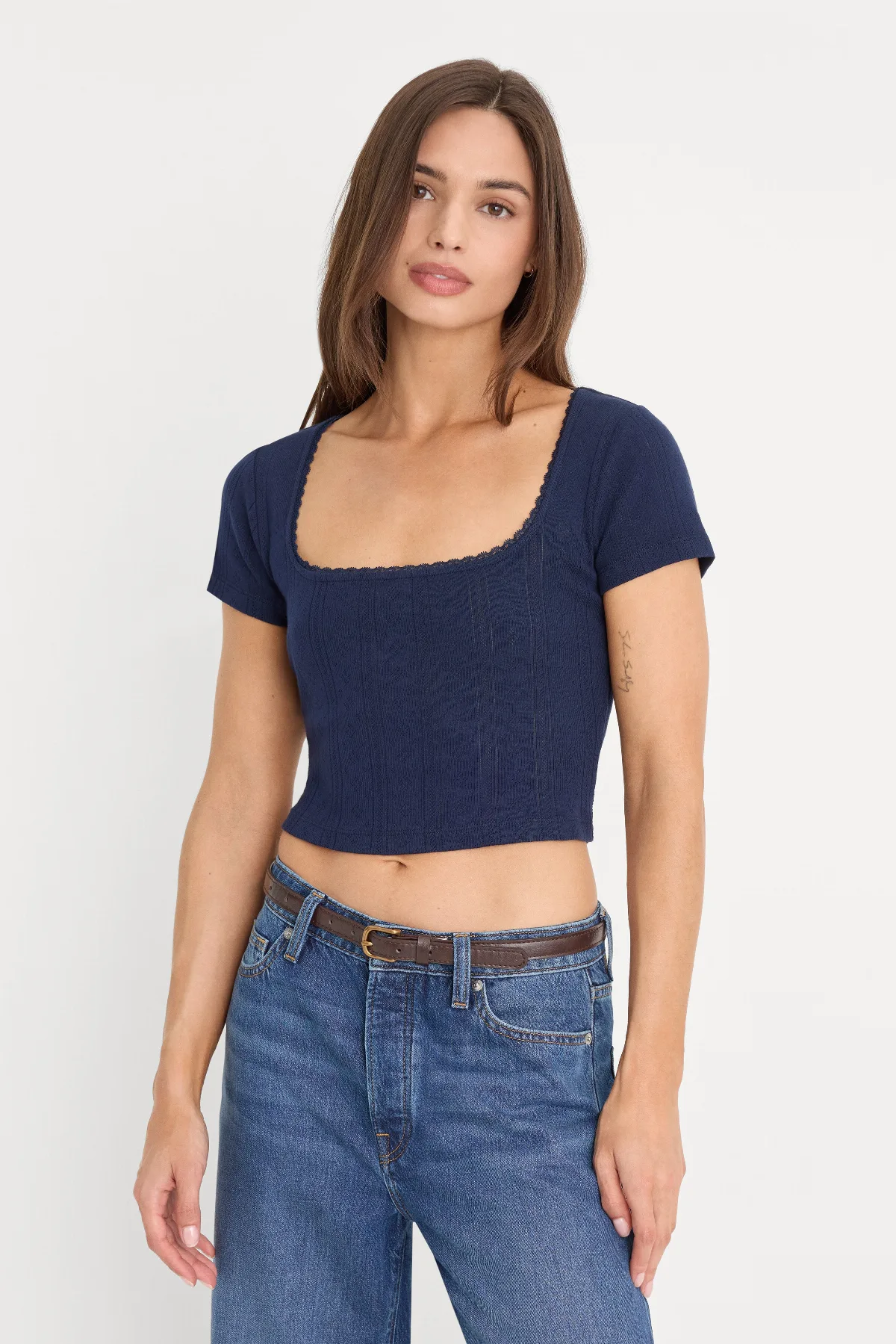 The Pointelle Square Neck Top by Khlo Kardashian by GOOD AMERICAN