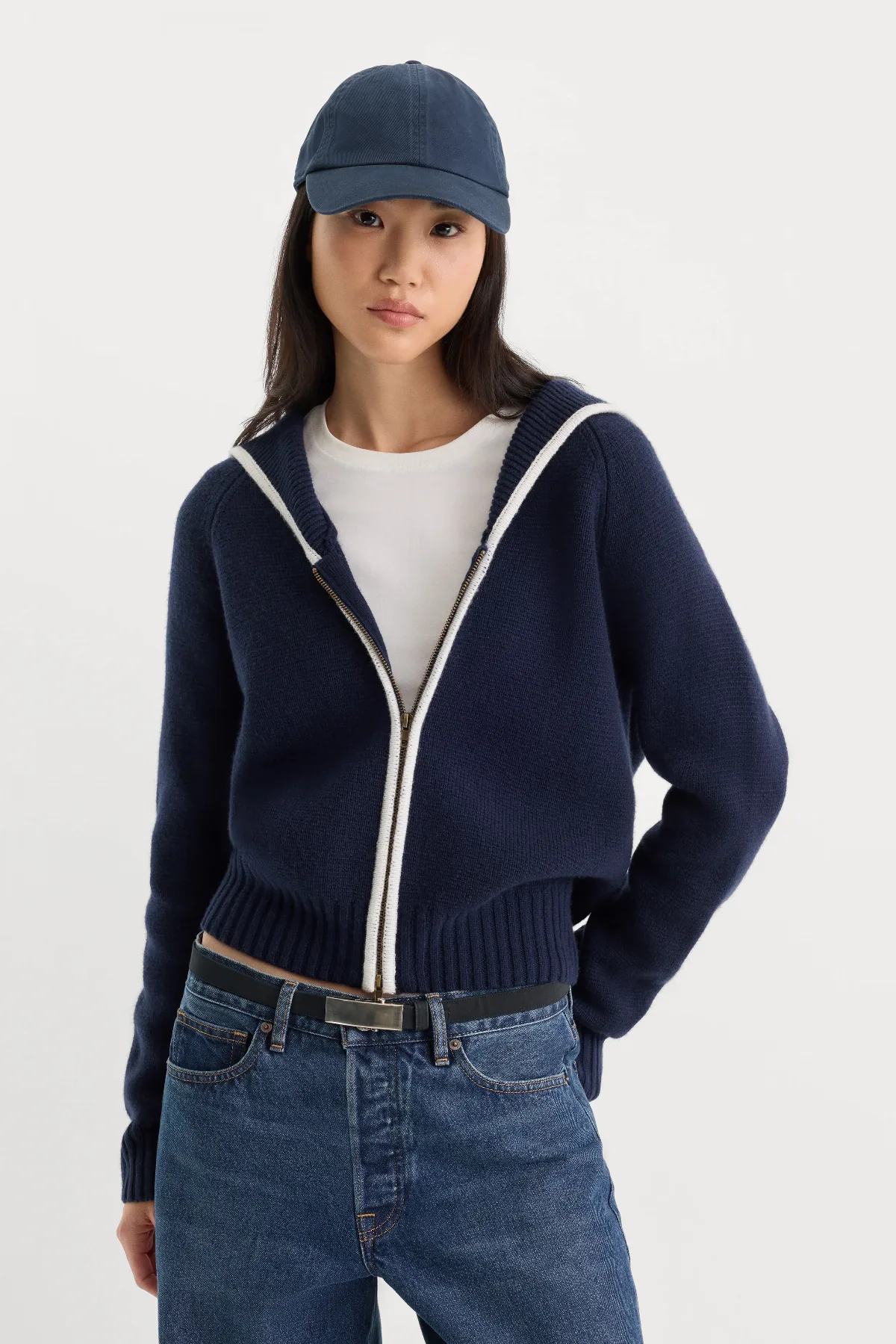 The Knit Sailor Zip Up by Khloé Kardashian by GOOD AMERICAN