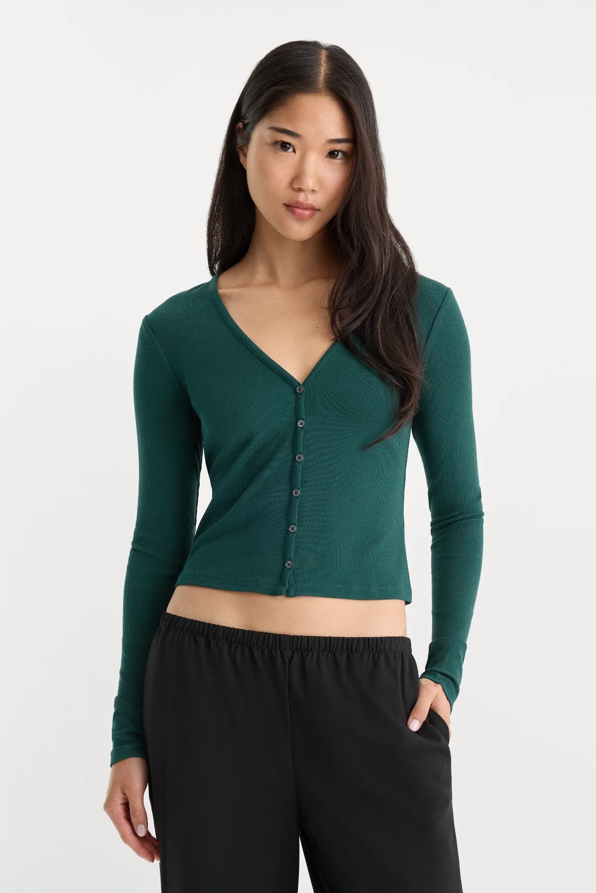 The Rib V Neck Cardigan