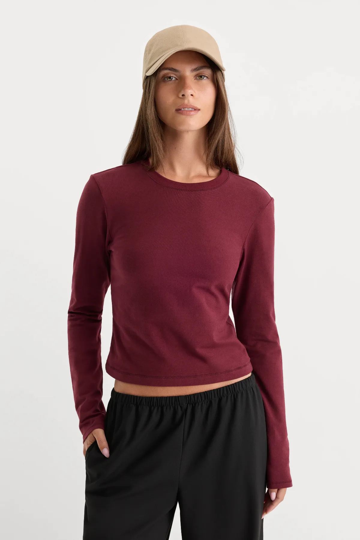 The Long Sleeve Baby Tee by Khloé Kardashian by GOOD AMERICAN