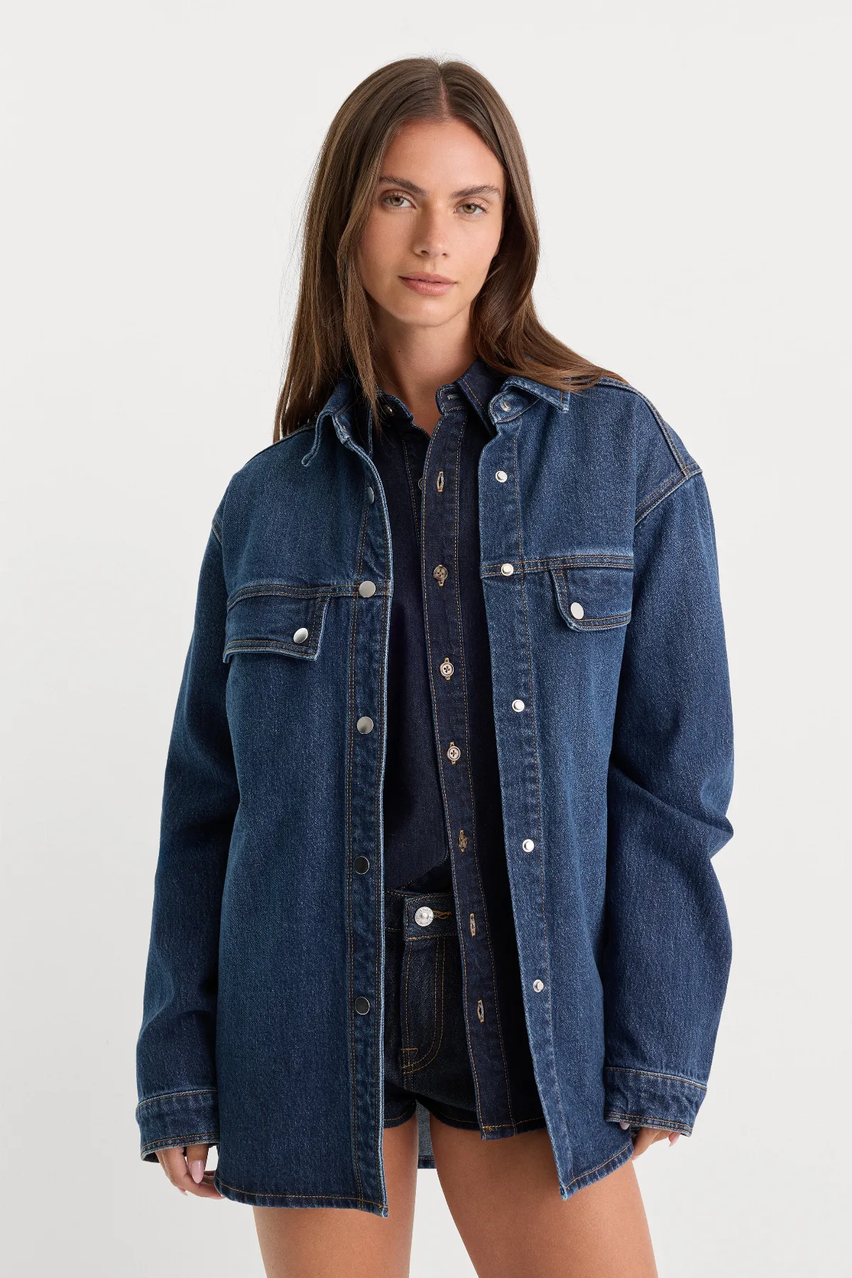 The Denim Overshirt by Khloé Kardashian by GOOD AMERICAN
