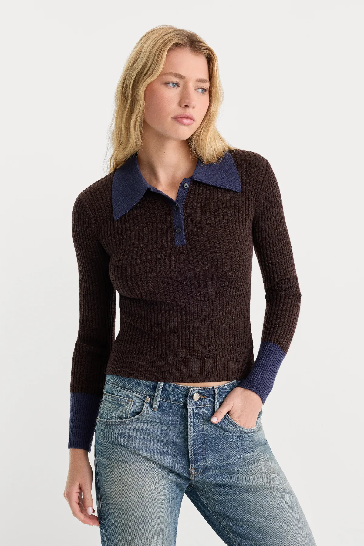 The Knit Polo Sweater by Khloé Kardashian by GOOD AMERICAN