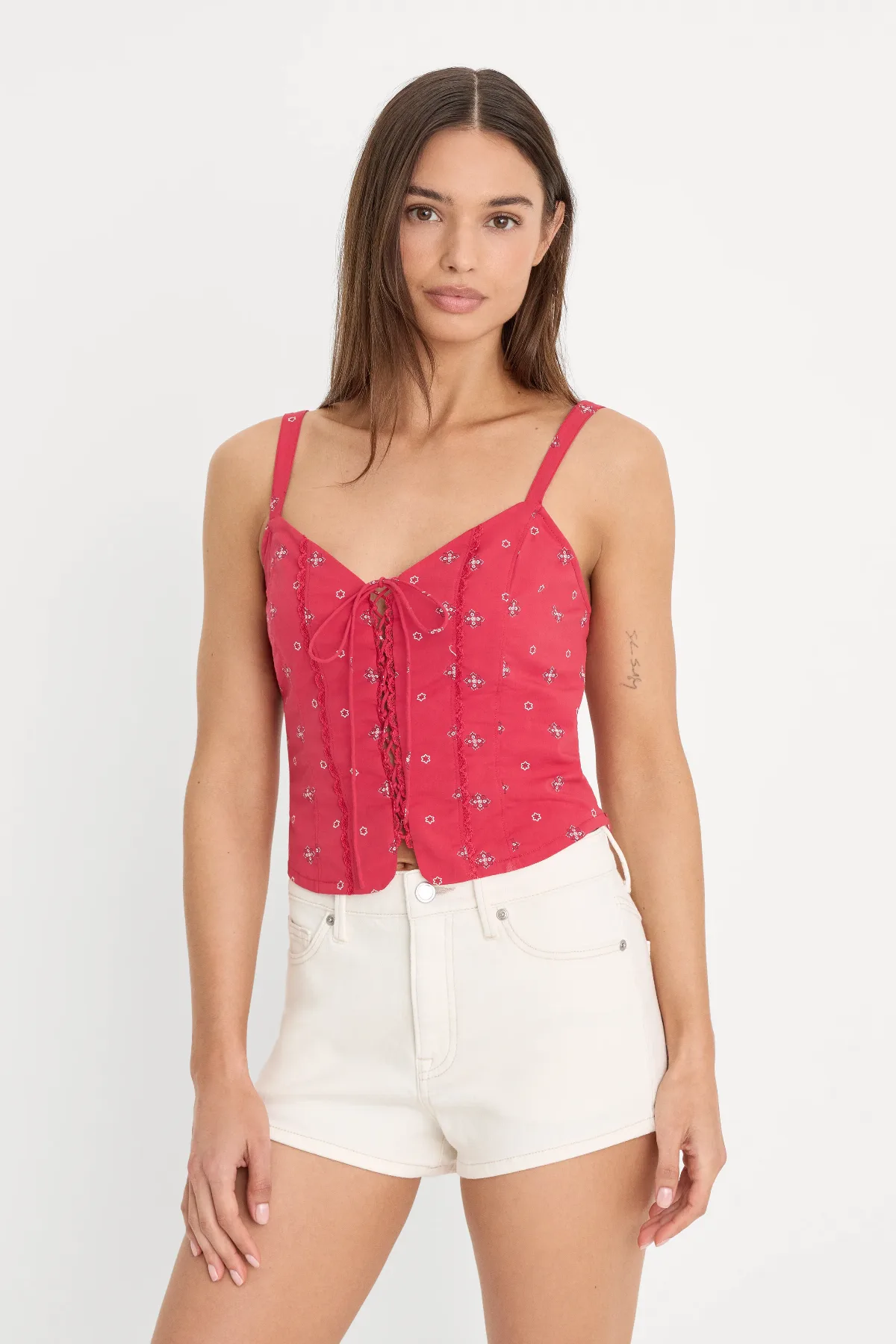 Dolly Lace Up Poplin Tank Top by Khloé Kardashian by GOOD AMERICAN