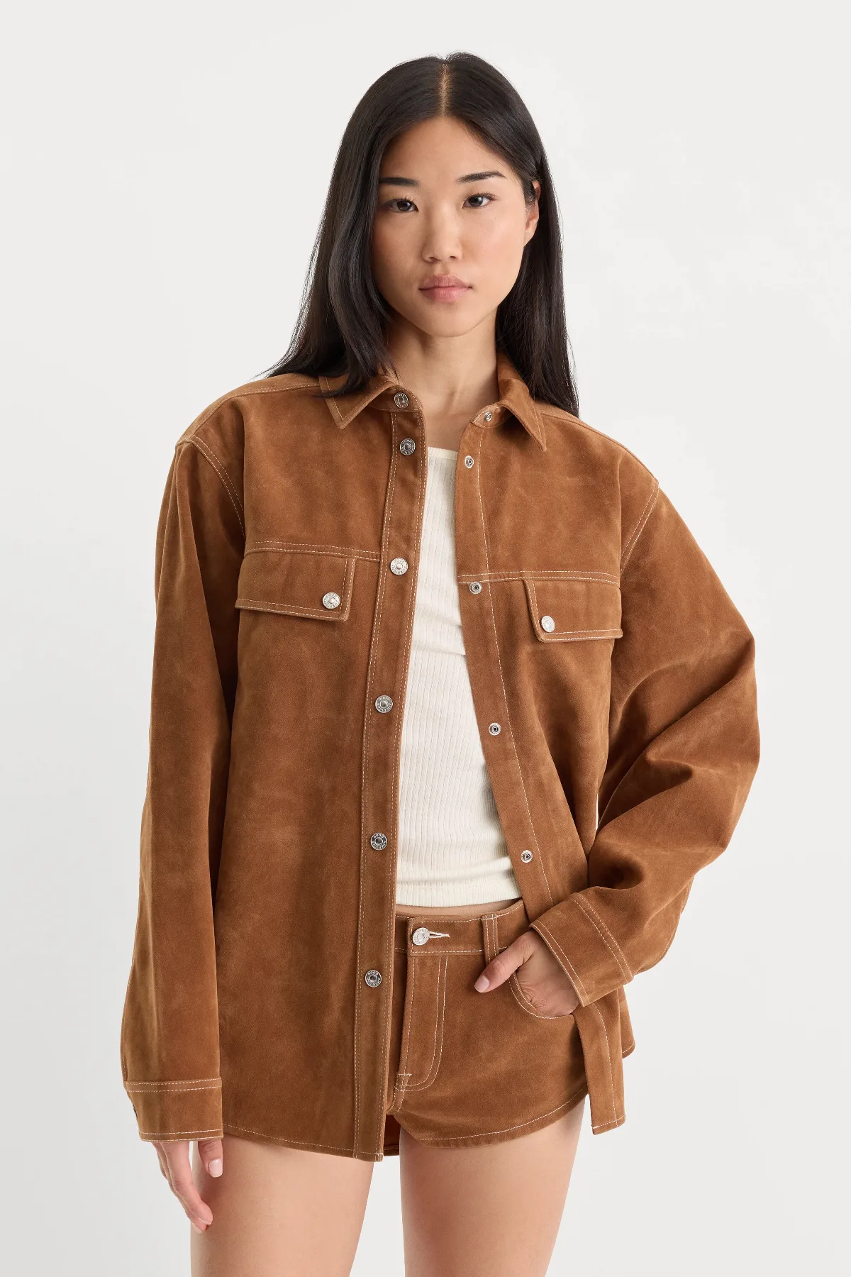 The Better Than Suede Overshirt by Khloé Kardashian by GOOD AMERICAN