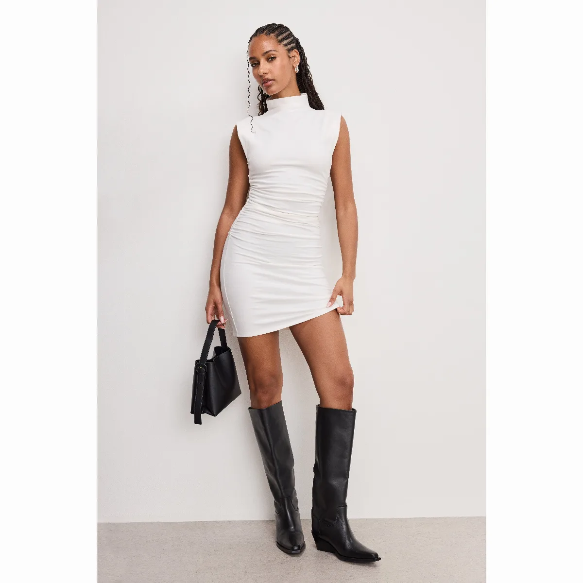 Super Stretch Jersey Mock Neck Mini Dress by Khloé Kardashian by GOOD AMERICAN