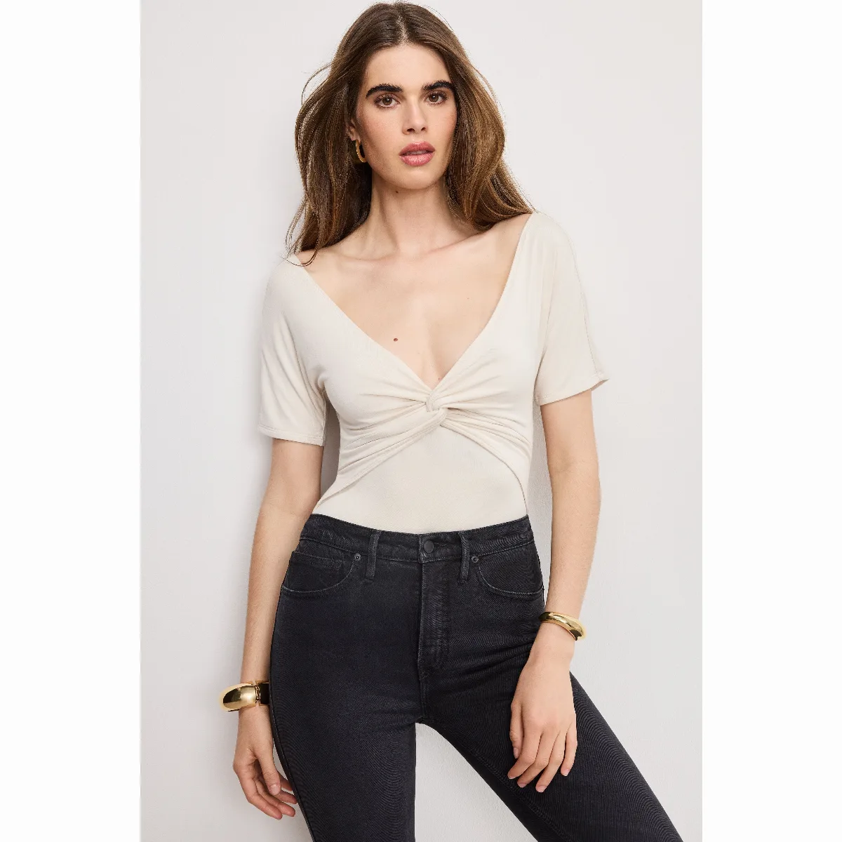 Jersey Twist Front Bodysuit by Khloé Kardashian by GOOD AMERICAN