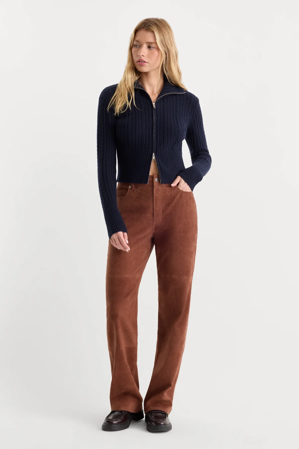 Suede Good True Straight Pant by Khloé Kardashian by GOOD AMERICAN