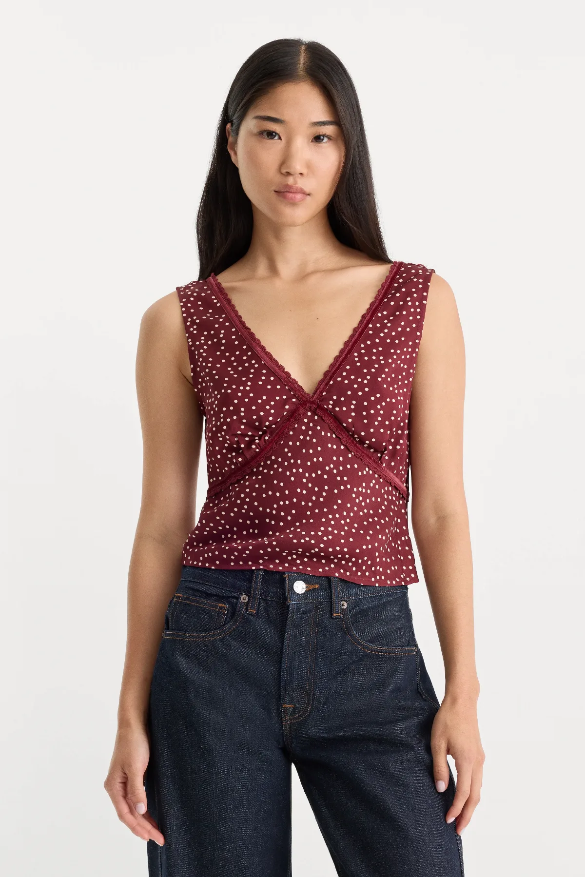 The Woven V Neck Top by Khloé Kardashian by GOOD AMERICAN