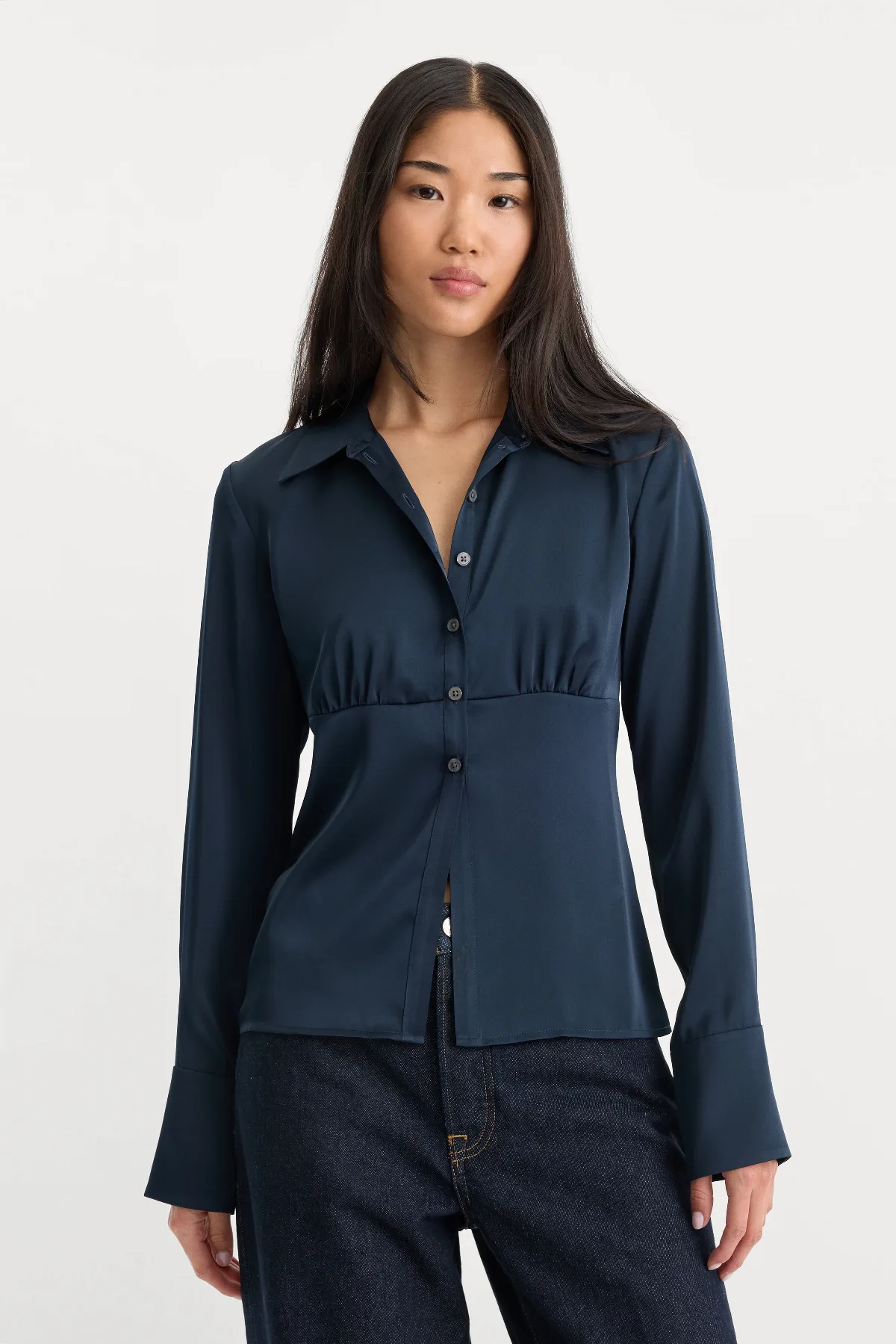 The Satin Femme Shirt by Khloé Kardashian by GOOD AMERICAN