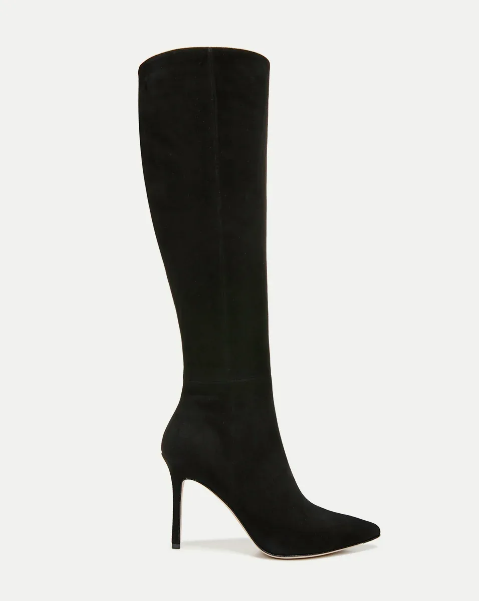 Lisa Stiletto High-Heel Boot Wide-Calf Black Suede