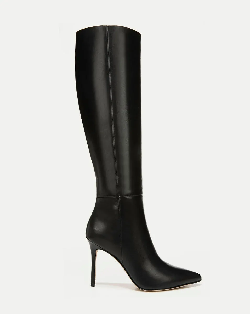 Lisa Stiletto High-Heel Boot Wide-Calf Black Leather