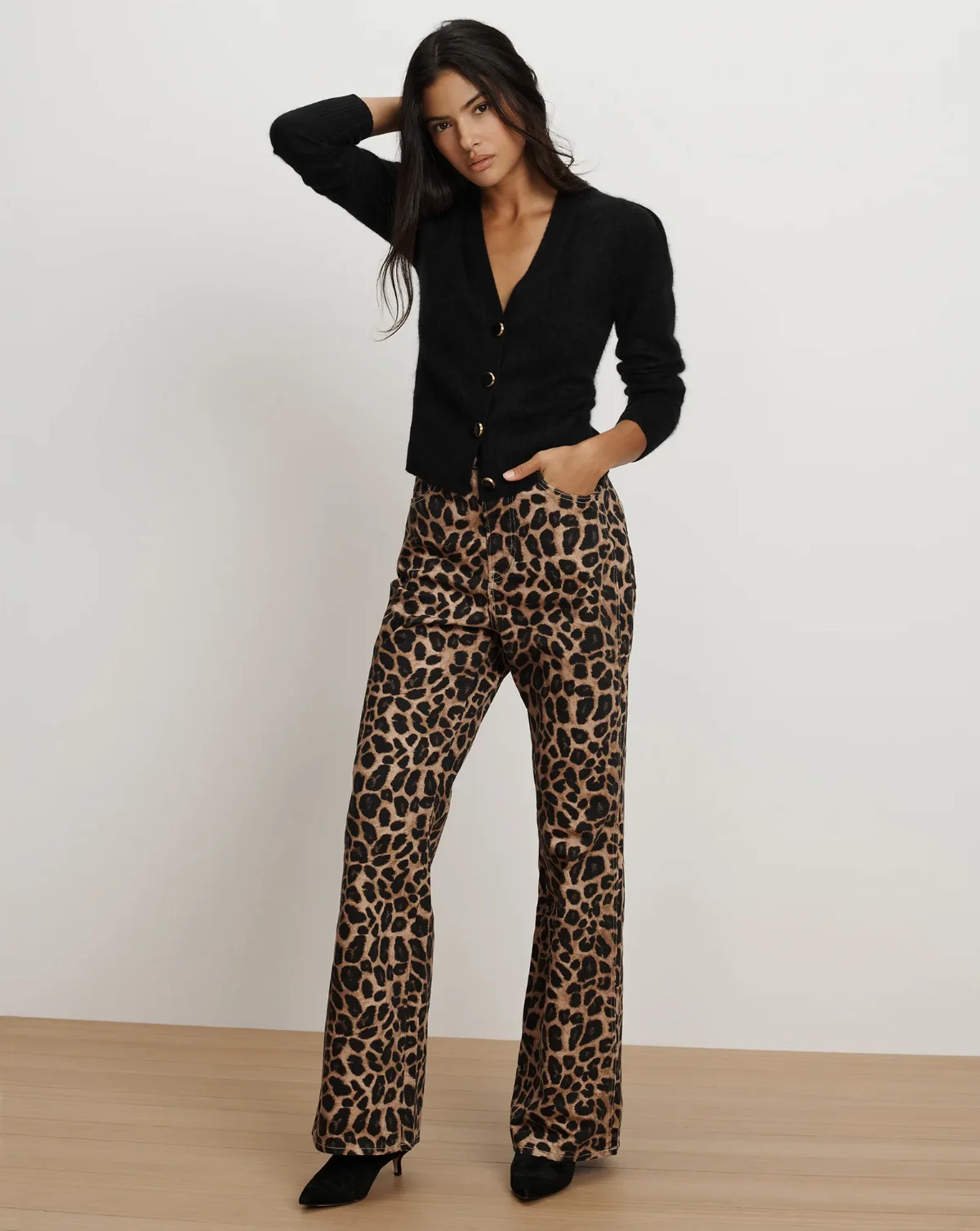 Taylor Leopard Wide-Leg Jean by Veronica Beard