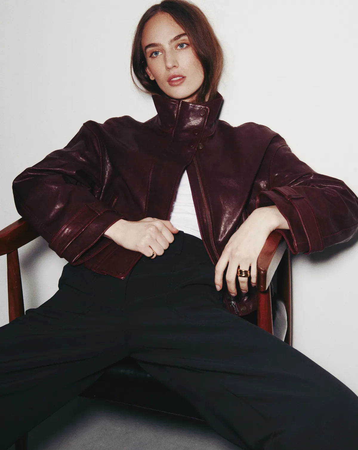 Bateman Cropped Leather Jacket by Veronica Beard
