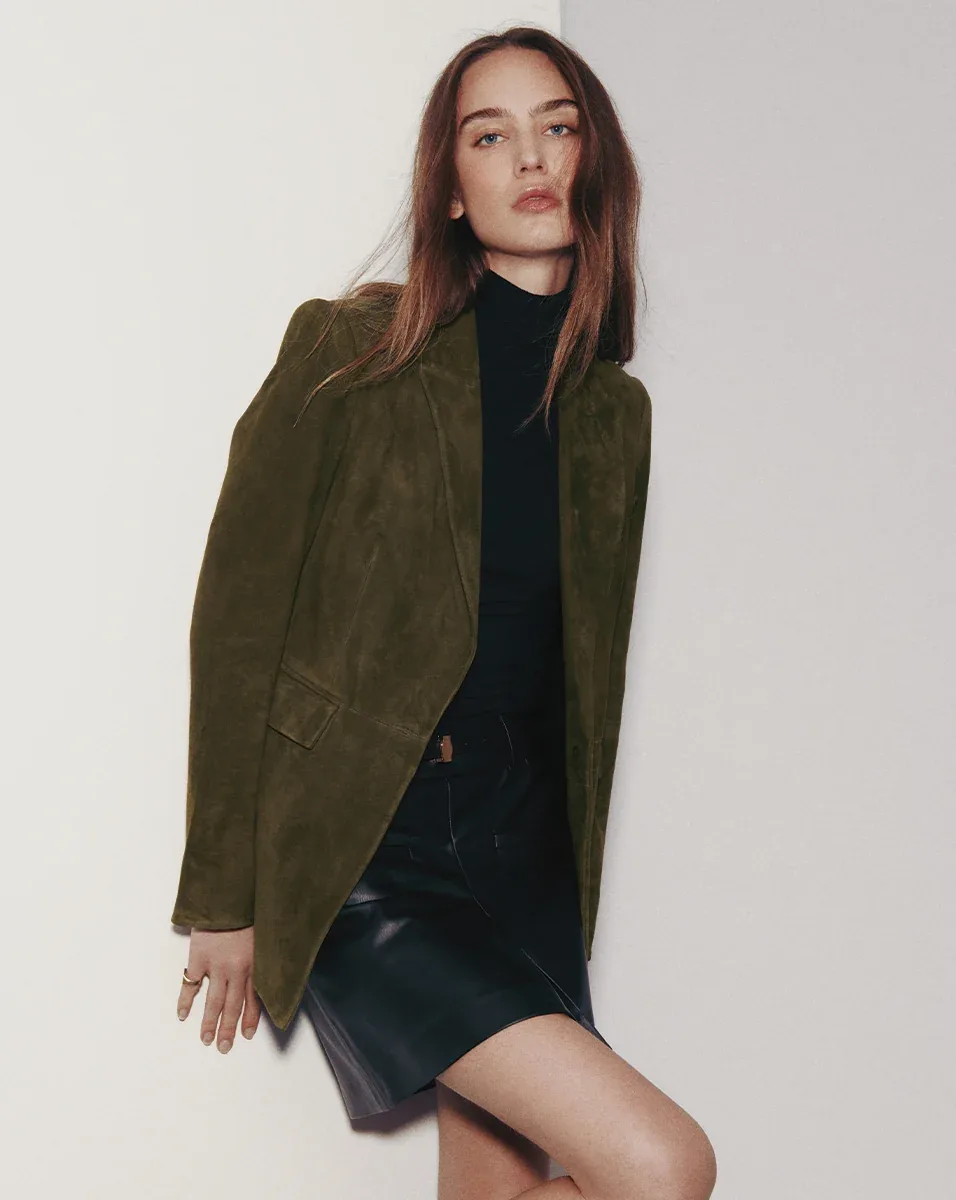 Duane Suede Dickey Jacket by Veronica Beard