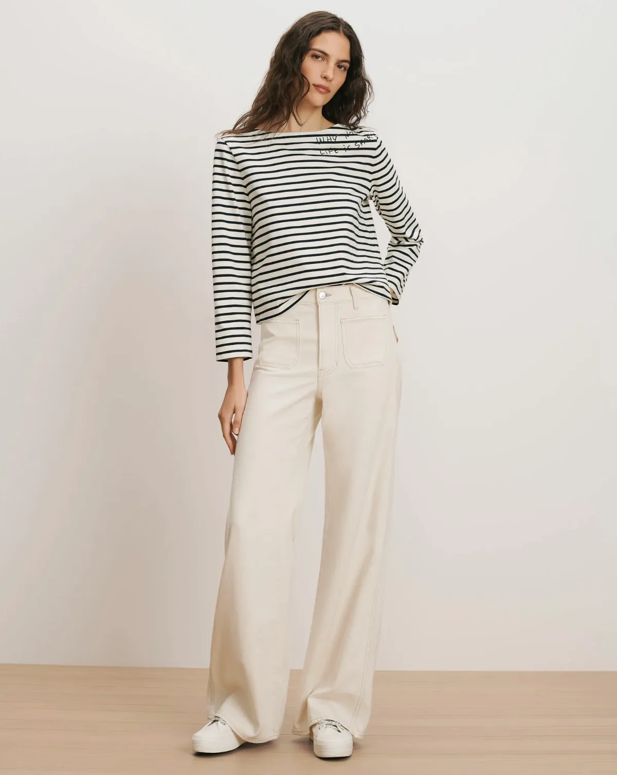 Kasey Patch-Pocket Wide-Leg Jean by Veronica Beard