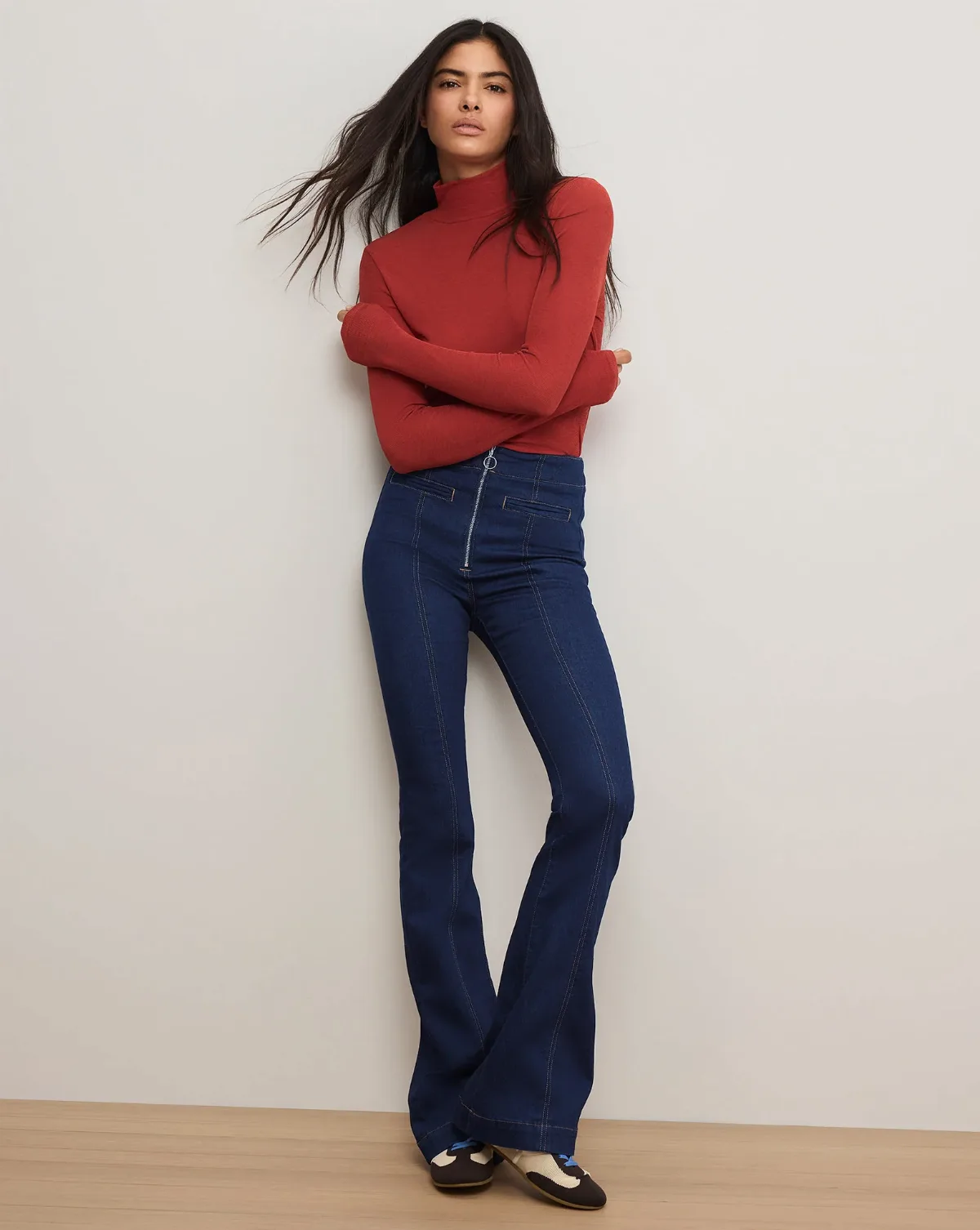 Beverly Skinny-Flare Trouser Jean by Veronica Beard